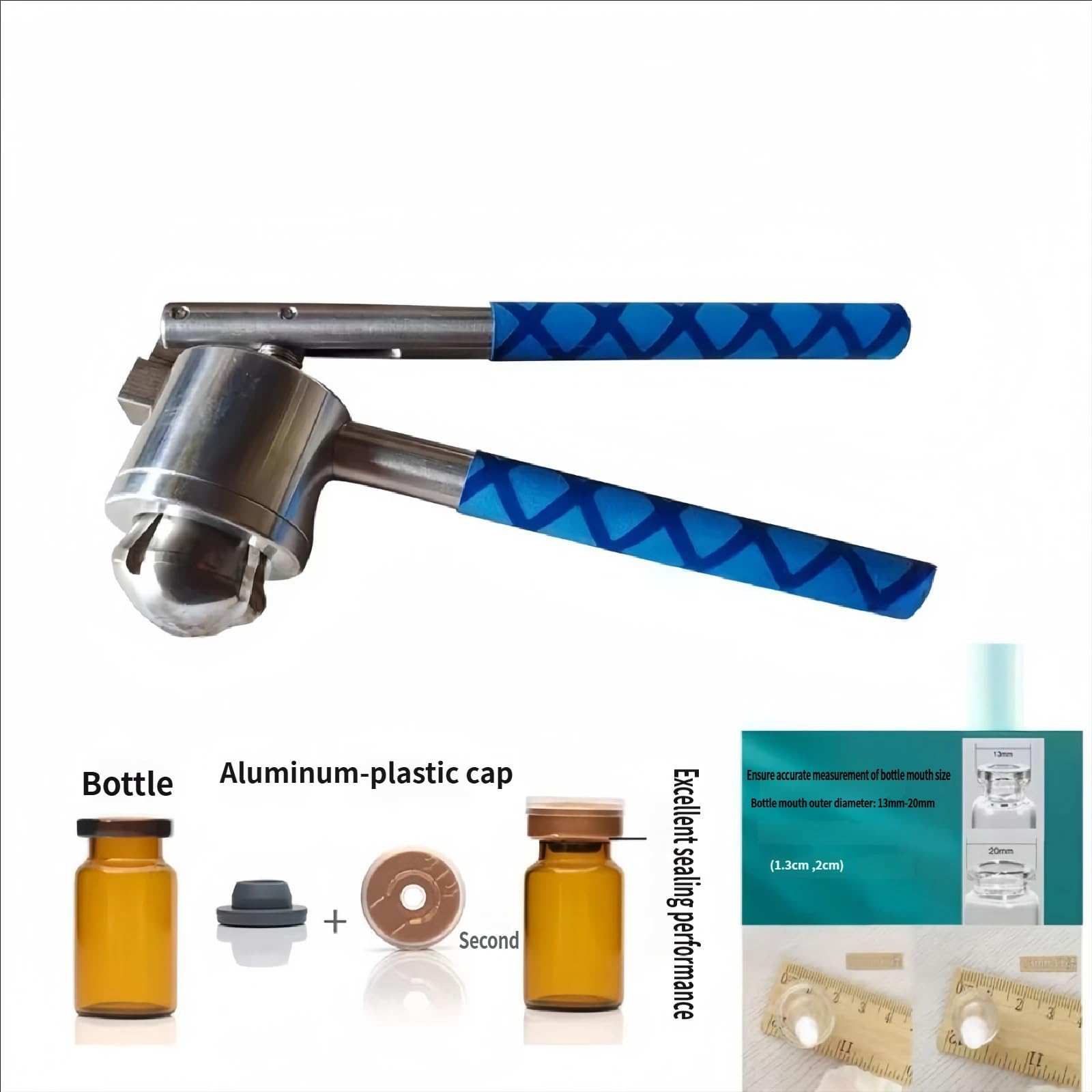 30 szt. Fiolek szklanych z gumowymi korkami i wieczkami z tworzywa sztucznego i aluminium do użytku laboratoryjnego(Brown,30ml)