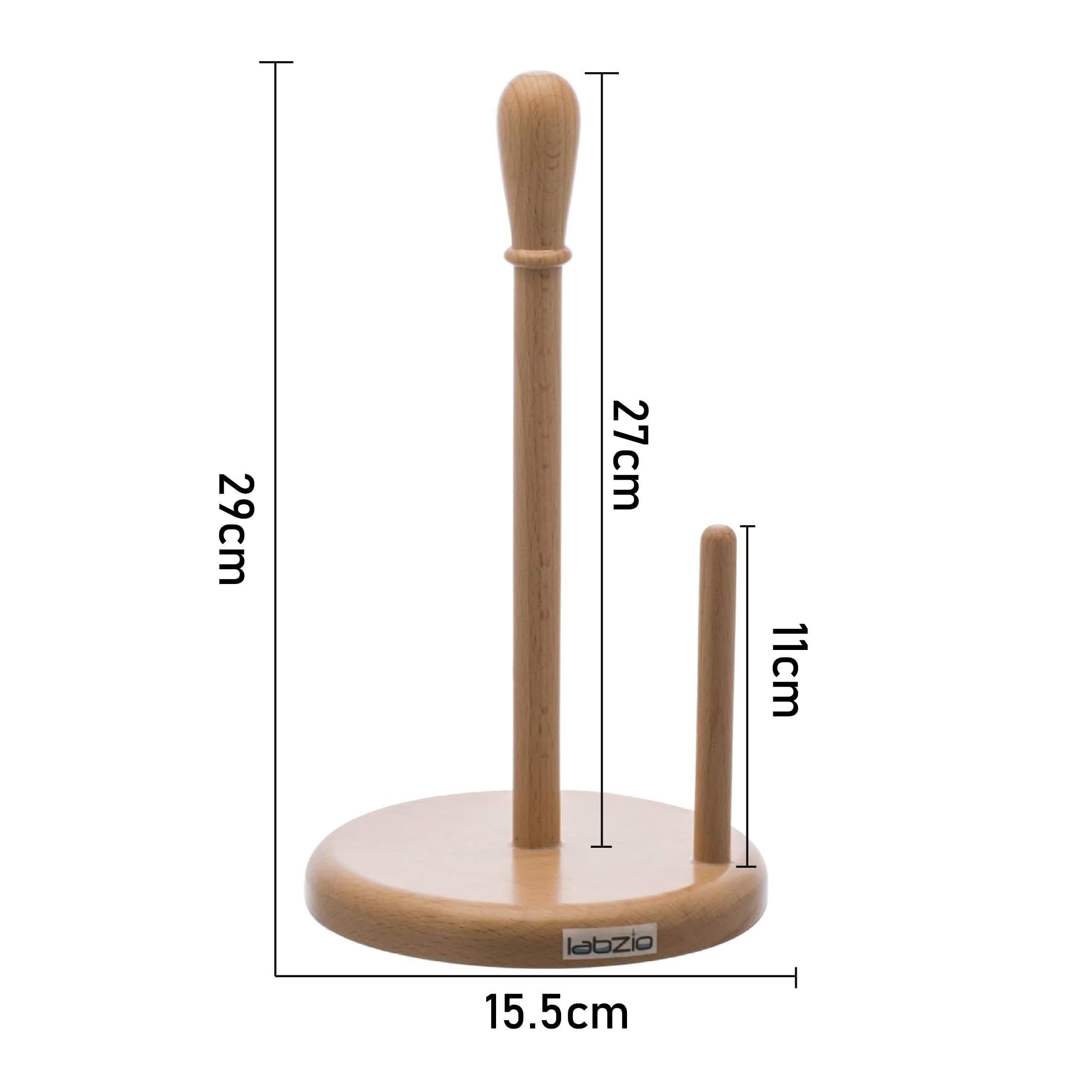 LABZIO Home Wooden Paper Towel Holder Stand, Kitchen Countertop Paper Roll Dispenser, Polished Wood Tissue Roll Holder for Home, Dining Table, Cafes & Offices