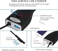 Vista 2 de Cargador de coche Surface de 42 W, 12 V, 2.58 A, fuente de alimentación para Microsoft Surface Pro 3/Pro 4/Pro 5/Pro 6, Surface Book, Surface Go