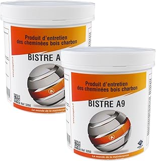 Progalva - Maintenance des installations de chauffage et eau sanitaire - Lot 2 pots de 1kg BISTRE A9 - Produit entretien de cheminée Bois/Charbon - Progalva