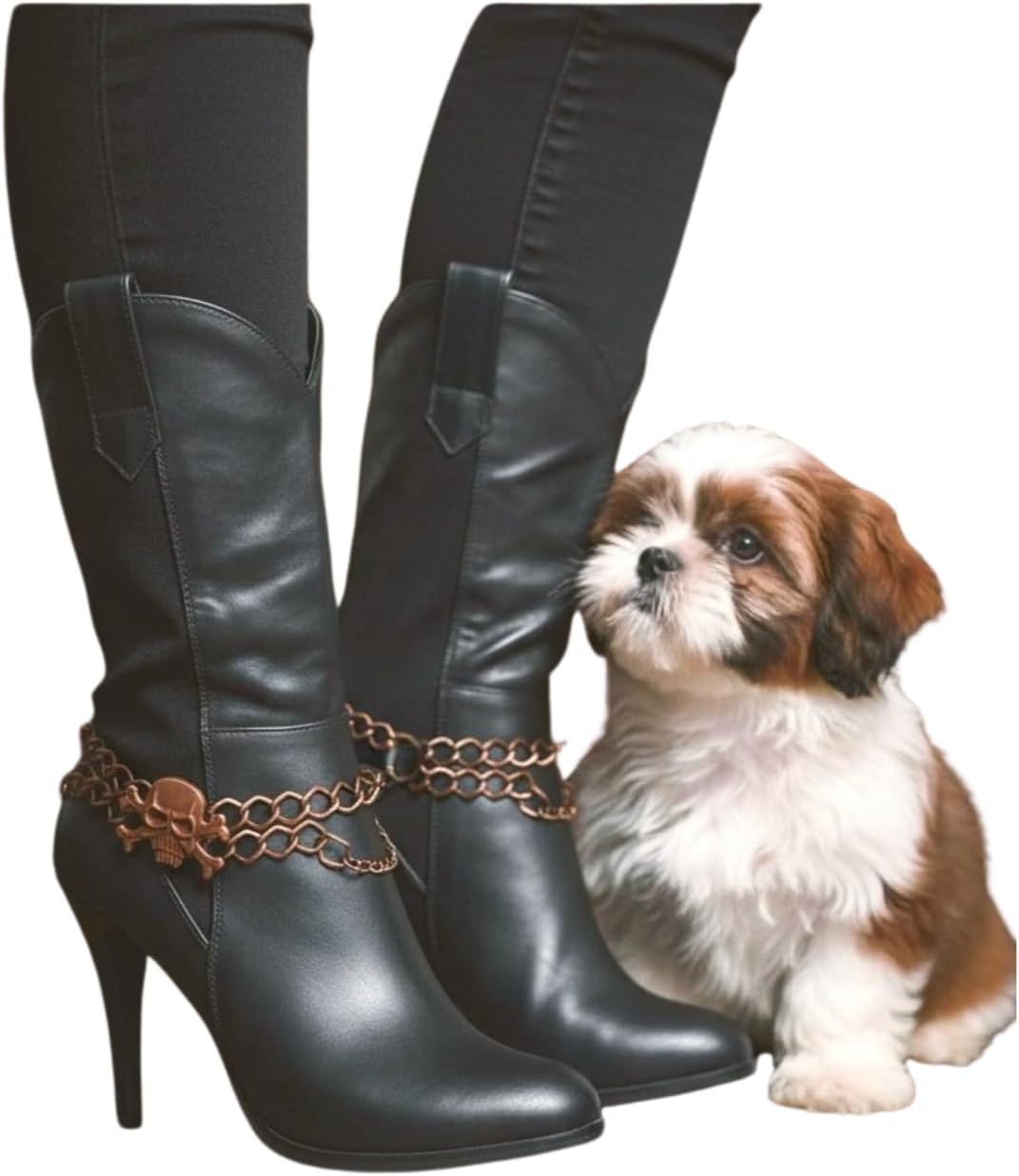 Women Western Fashion Jewelry Boot Bracelet Bronze Color Metal Chain Shoe Anklet Skeleton Skull Charm BC101