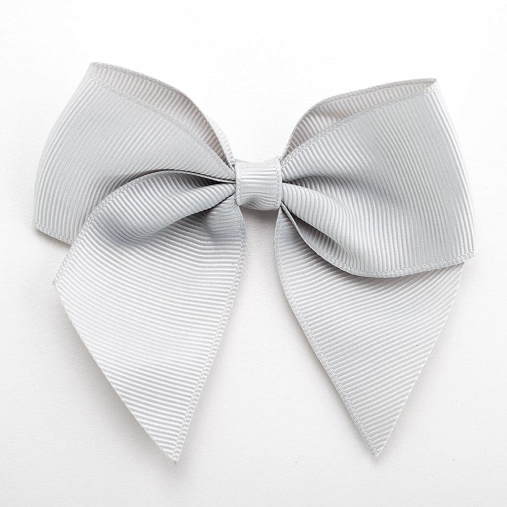 Italian Options 10cm Pre-Tied Grosgrain Bows - Self Adhesive Stick On Large Ribbon Bow - Silver (Pack of 6)