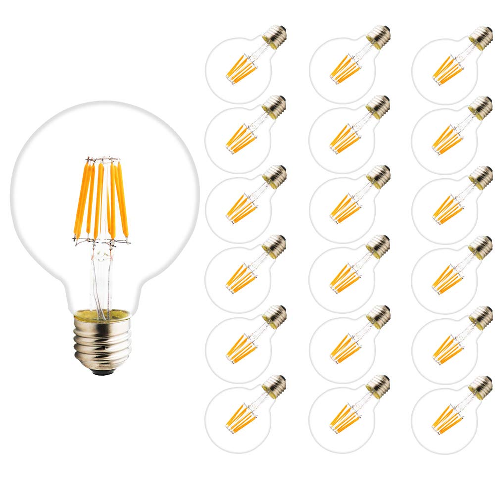 Bombilla E27 Vintage Edison Lamparas Antigua Bombillas Retro,Regulable,G80 Lampara Filamento Bombillas, 8W Blanco Cálido2200K - 18 Piezas