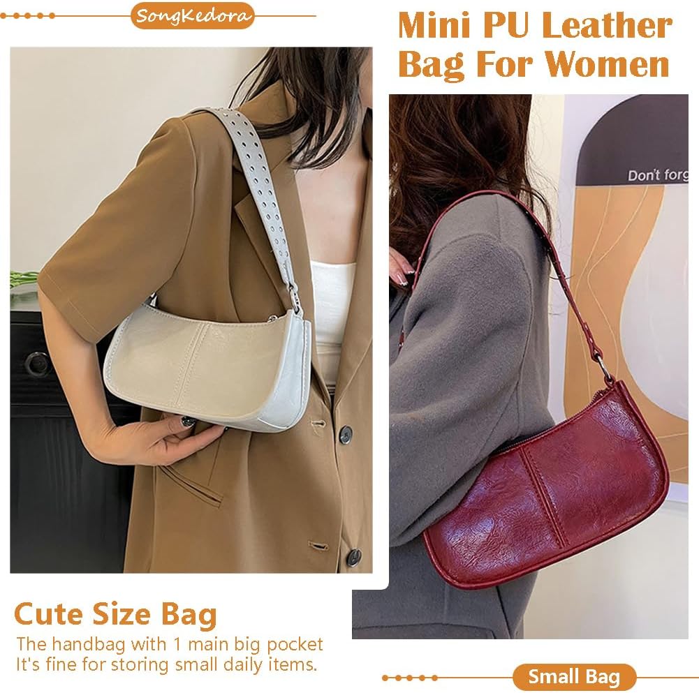 Trendy Shoulder Bags for Women Y2K Leather Purse Studded Handbags Retro Crossbody Bag Small Cute Hobo Bag - Image 3