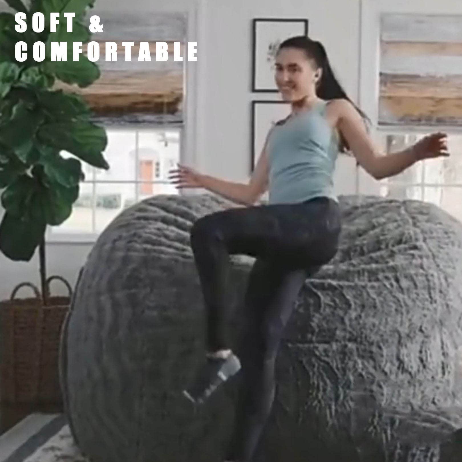 Super Big Bean Bag Chair Cover, (ce n'était qu'une Couverture) Meubles de Salon Big Round Soft Fluffy Fausse Fourrure Lazy Sofa Bed Cover