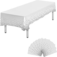 Vista 16 de 6 Paquetes de Manteles de Plástico Desechables Rectangulares Azules y Dorados, 54 x 108 Pulgadas, Mantel de Mesa Rectangular de Plástico Desechable