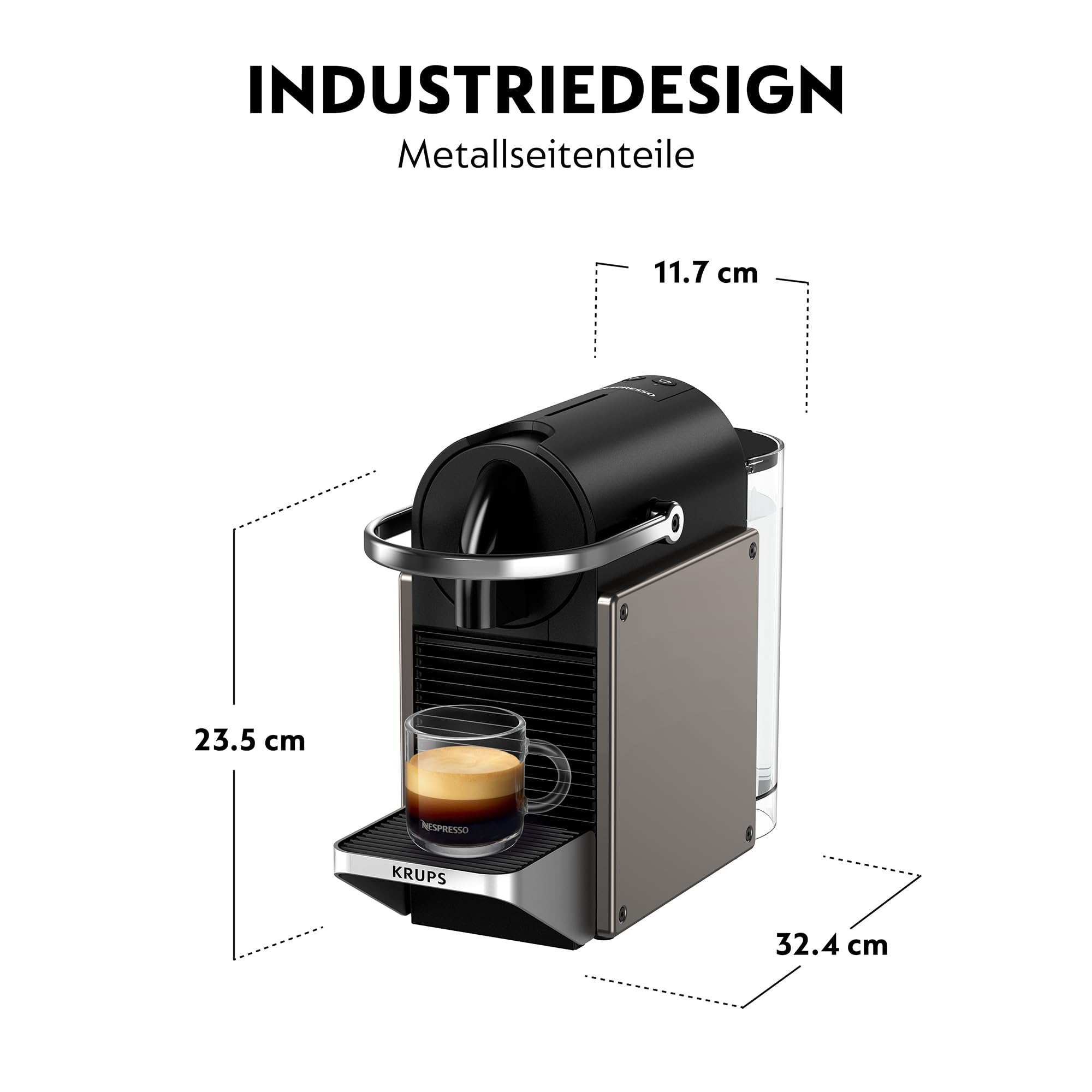 Krups XN306TK Nespresso Pixie Titan, ekspres do kawy, programowalne przepisy, 2 długości, automatyczne wyłączanie, 1260 W, 0,7 l
