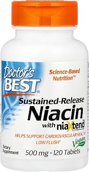 Doctors Best Real Niacin Extended Release, 500 mg, 120 Count