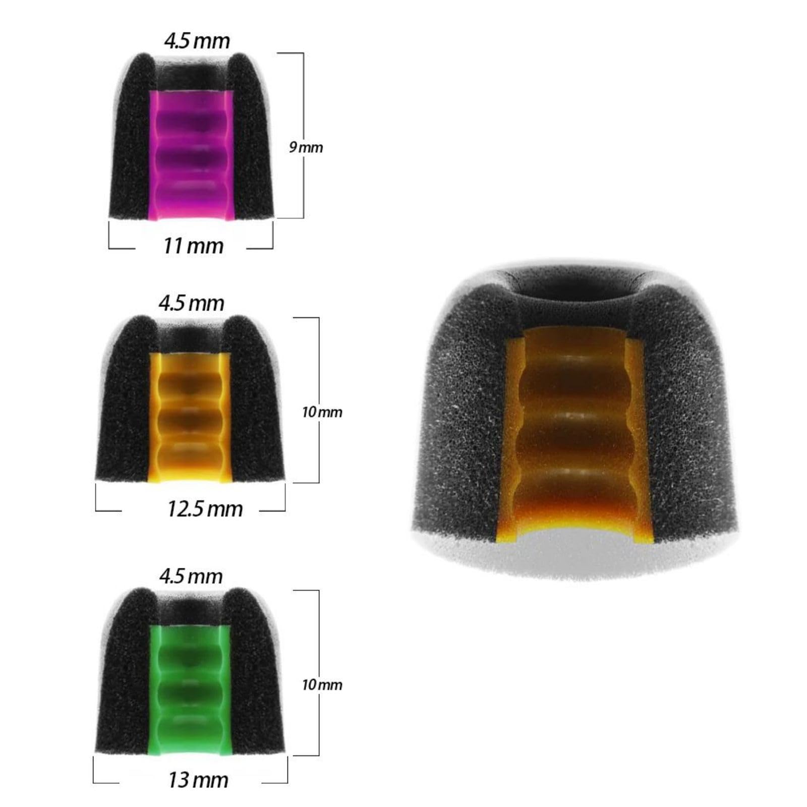 Linsoul Tripowin TP45 spiralny rowek z pianki pamięciowej, 2 pary zatyczek do uszu do monitora do uszu, odpowiednie do dyszy słuchawek 4,5 mm - 6,5 mm (L)