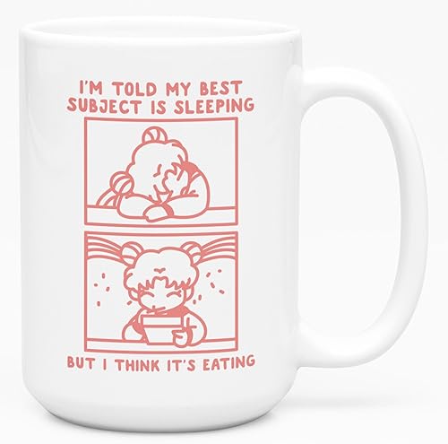 LookHUMAN Tazas de café divertidas, tazas de café únicas, con texto en inglés «My Best Subject Is Sleeping Cool Anime», regalo novedoso, tazas de