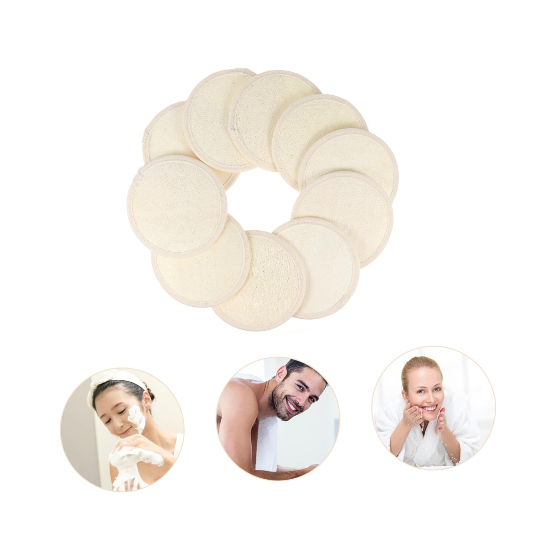 Mikinona 10piezas Toallas De Baño Exfoliantes De Lufa Redondas Discos De Lufa Para Exfoliar El Cuerpo Espalda Cepillo De Baño Para Limpieza Profunda Ducha