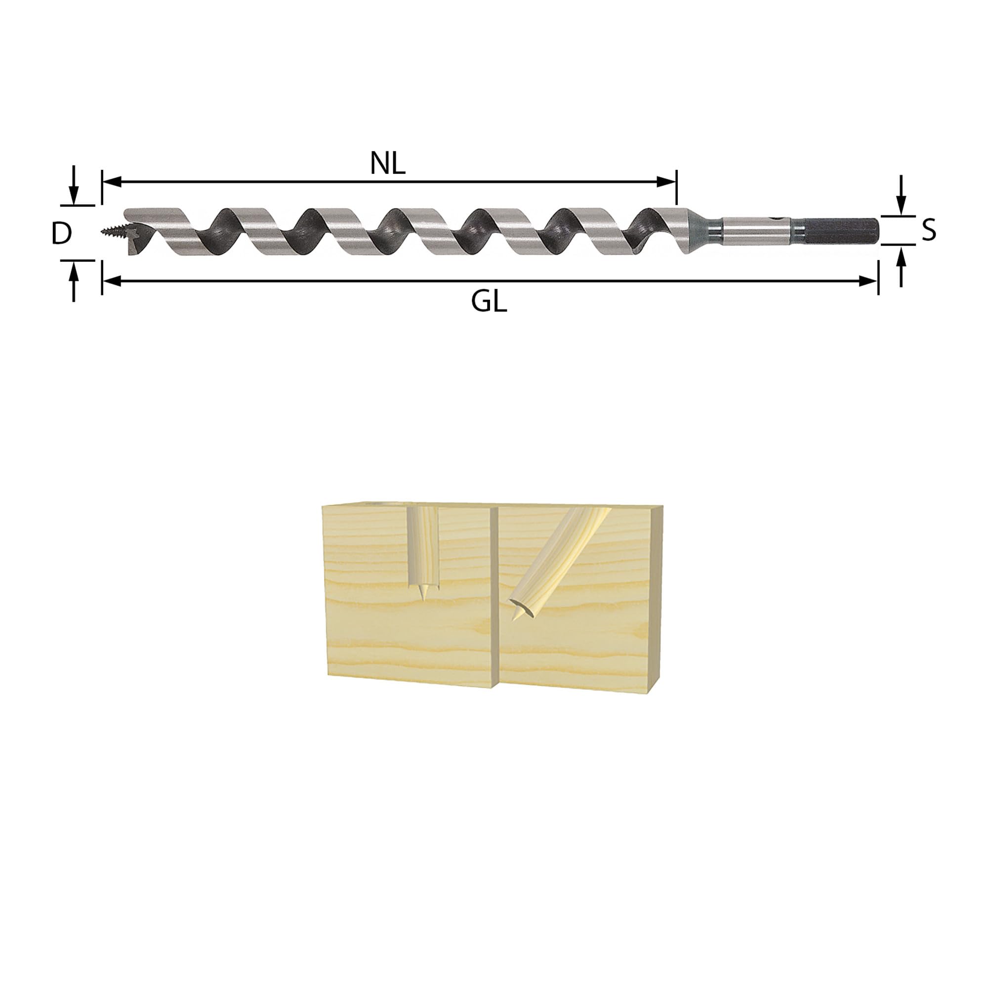 ENT 41073 Wiertlo krete, srednica (D) 24 mm, NL 390 mm, GL 460 mm, S 12 mm szesciokatne