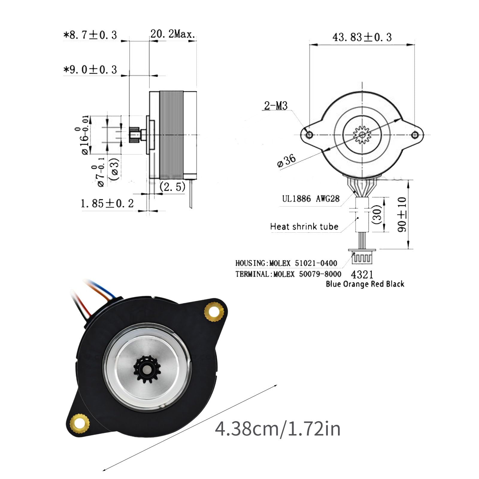 Extrudermotor 12 Zähne Getriebe Kreis Schrittmotor für K1C 3D Drucker Motor Extruder Ersatzteile