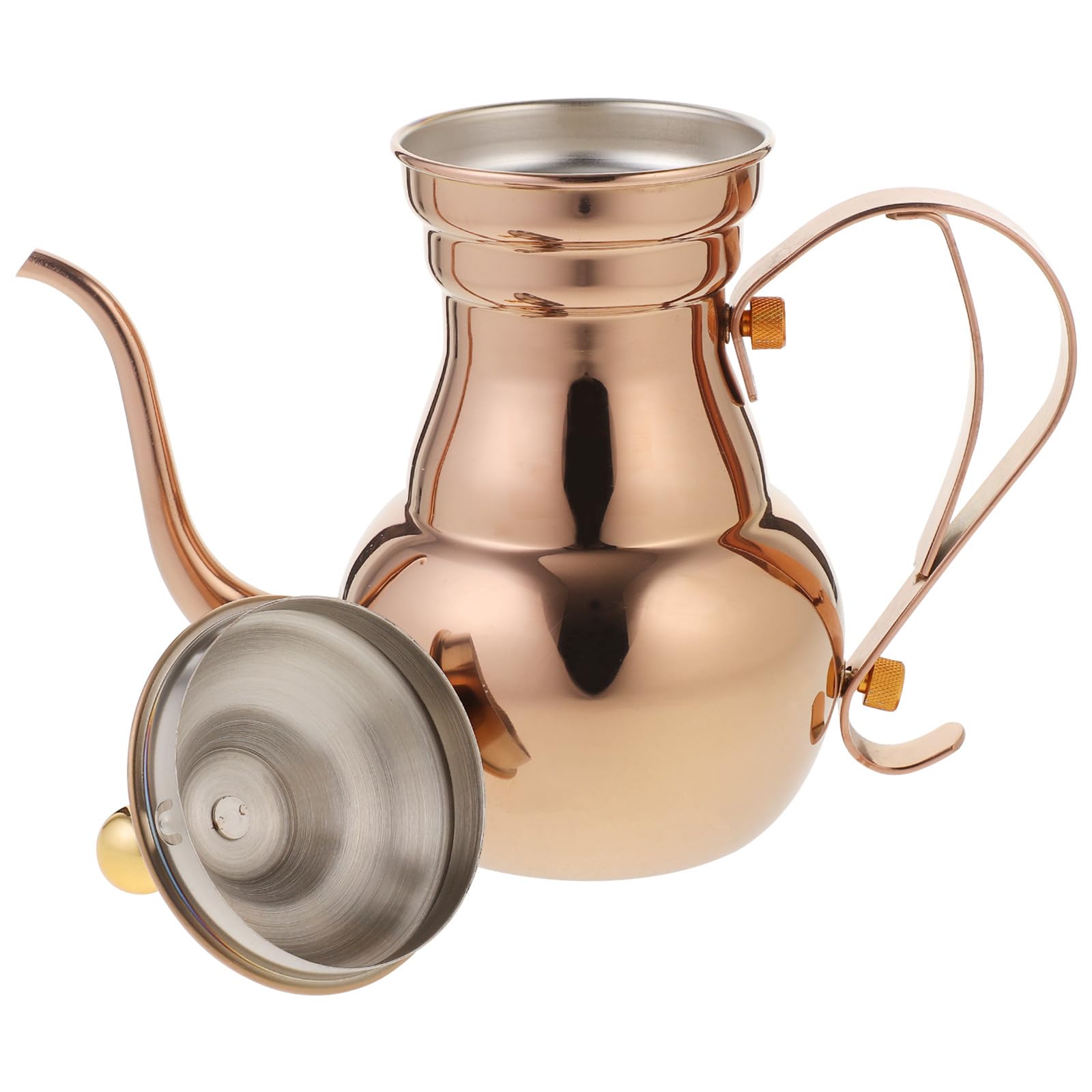 ULTECHNOVO Tetera de Acero Inoxidable 0,7 L con Colador Integrado, Cafetera Metálica Color Chocolate para Uso Doméstico y Restaurante, Tetera de Metal para Infusión de Té y Café