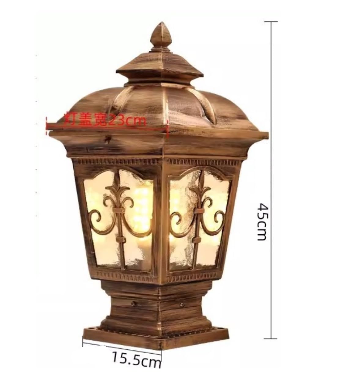 Potelet Eclairage Exterieur Lampadaire Extérieur En Verre Et Aluminium, Style Européen, Éclairage De Clôture, Lampe Cour Pour Villa, Jardin, Parc Borne Eclairage Balcon(Black)