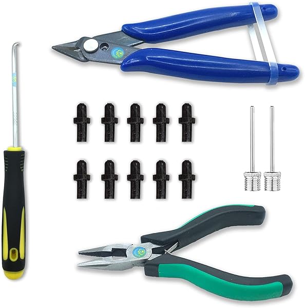 10 Basketball Valves, Leak Repair Kit for Balls, Sports Ball Doctor (Inflatable Ball Nozzle, Needle-Nose Pliers, Crochet Hook, Diagonal Pliers, Air Needle), For Basketball, Football, Volleyball