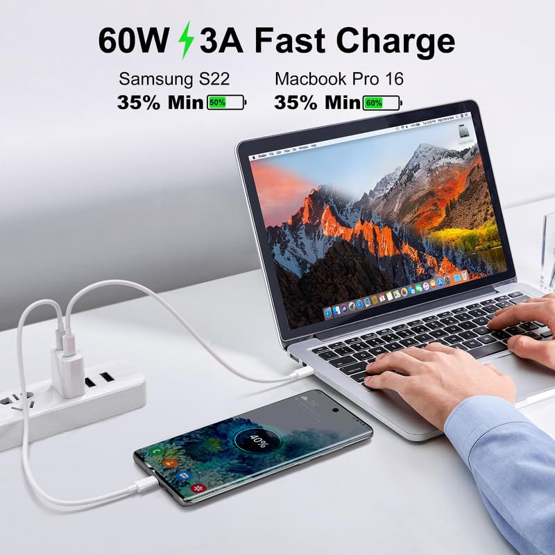 Miniatura 2 de OIITH Cable USB C a USB C de 10 pies y 60 W, cable de carga USB C, cable de carga rápida tipo C para iPhone