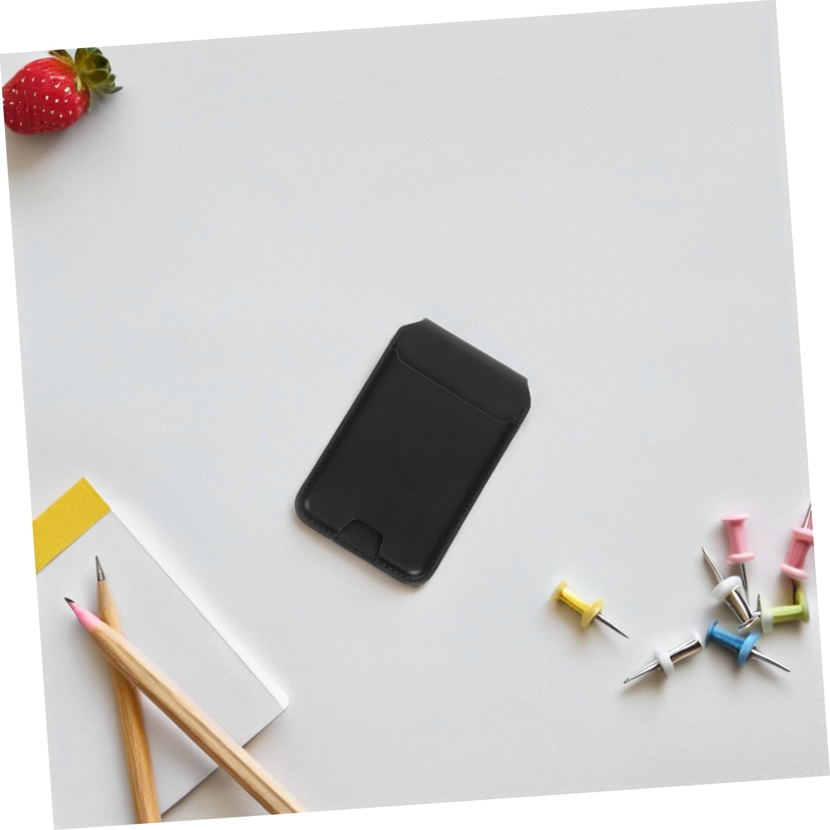 Homoyoyo Porta Carte Magnetico per Telefono in Pu Nero Supporto | Tasca per Carte di Accesso, Funzione Pieghevole da Scrivania, Design Multifunzione Compatto