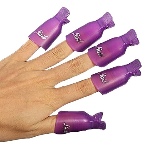 Highrock 10pcs Removedor de esmalte acrílico para uñas clip con capa envoltoria superior (morado)