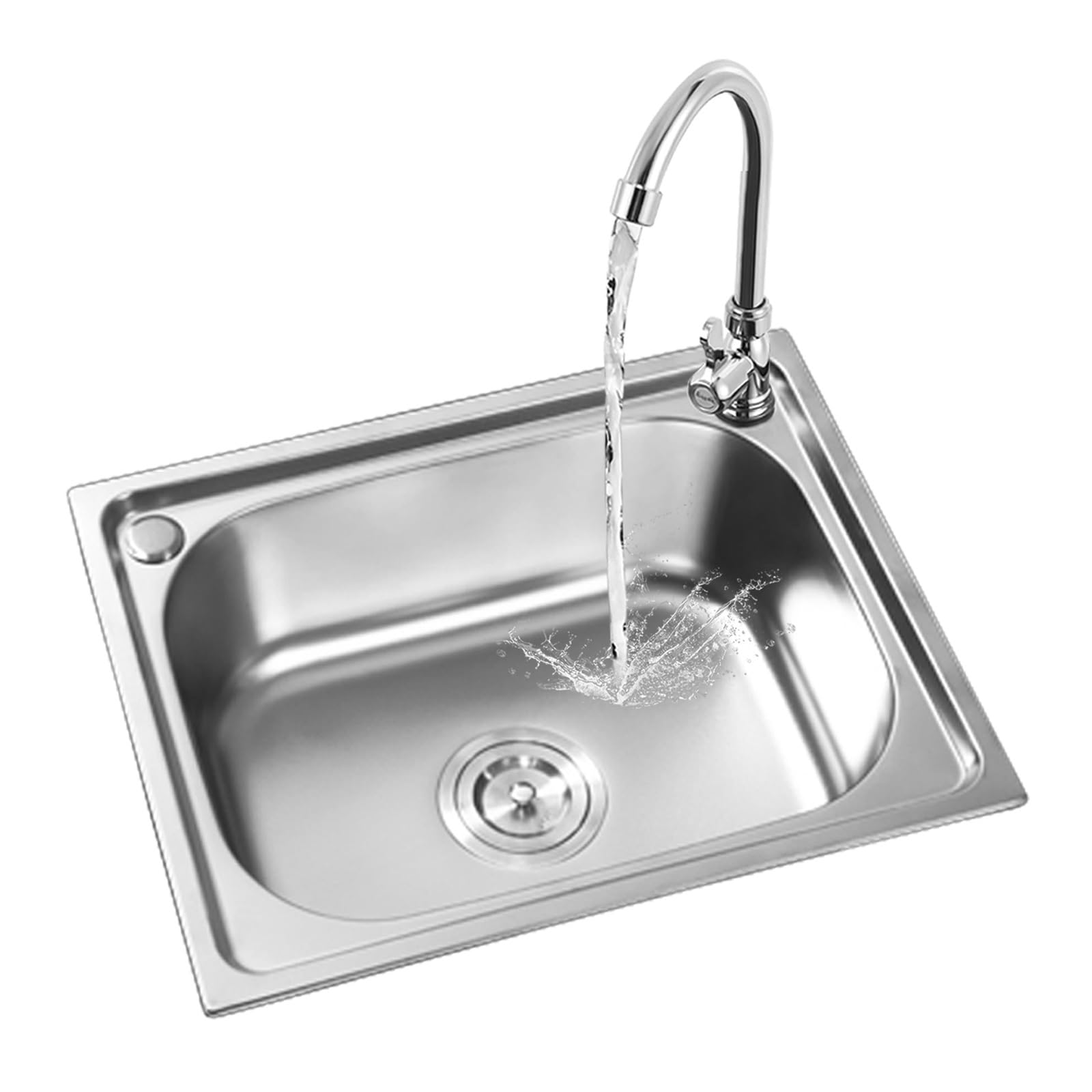 Fregadero Cocina en Acero Inoxidable,Fregadero de Cocina 1 Seno,Fregadero empotrado lavabo Plata,Fregadero Rectangular Pequeño,38x33 cm,42x37cm,48x35cm,50x40cm,53x38cm,60x45cm(38x33 cm)