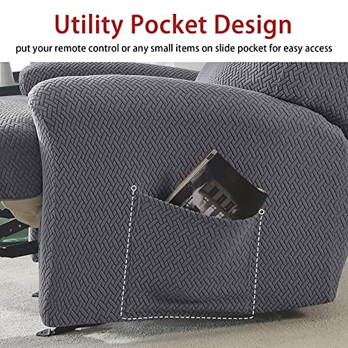 Funda de sillón relax elástica de 4 piezas lavable y ajustable para sofá reclinable 7