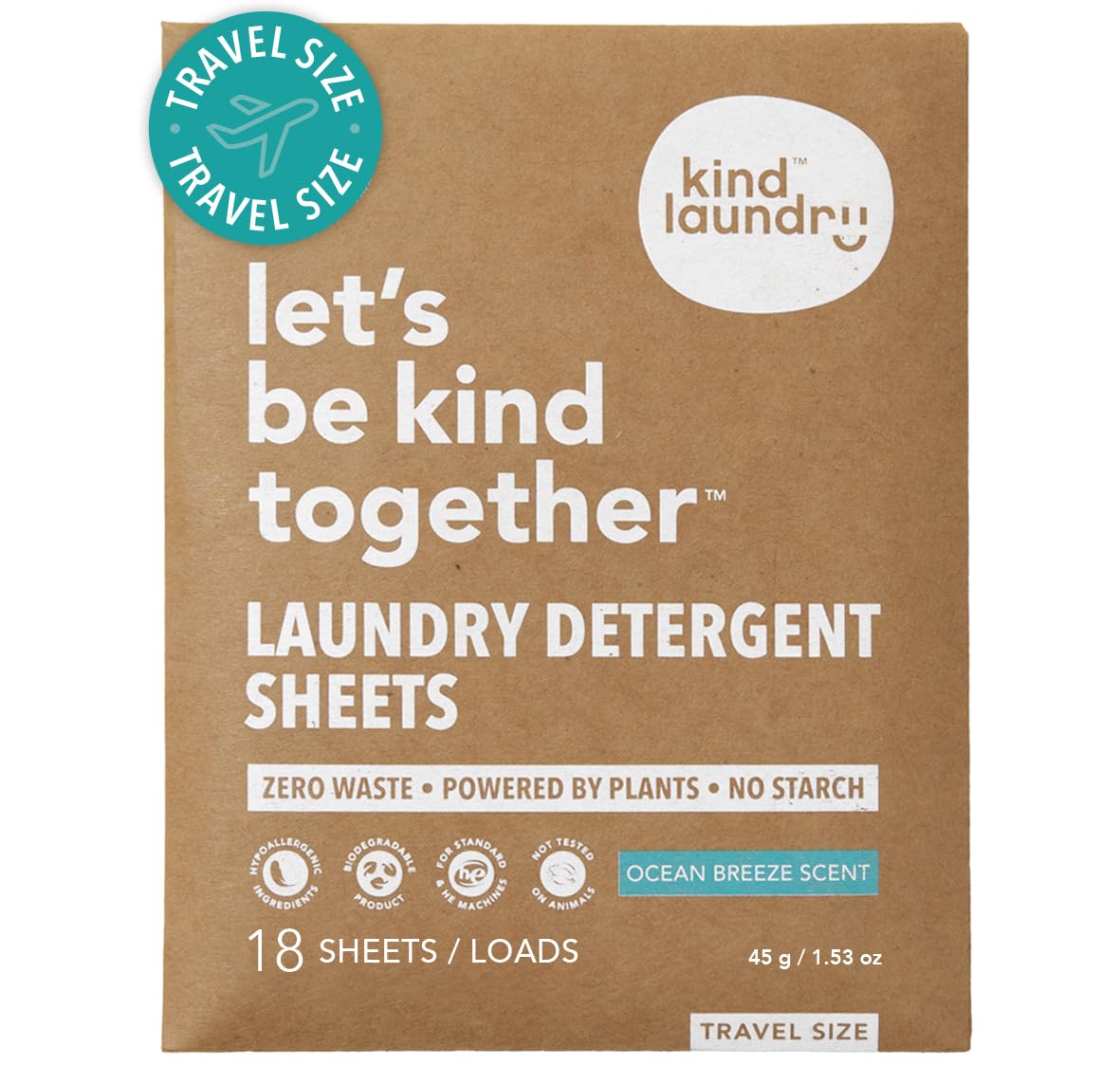 Detergent Sheets with Stain-Fighting Enzymes - Plant Powered Eco-Friendly Laundry Soap Sheets - Home or Travel Laundry Detergent - Ocean Breeze, 18 Loads (Mom's Choice Award Winner)