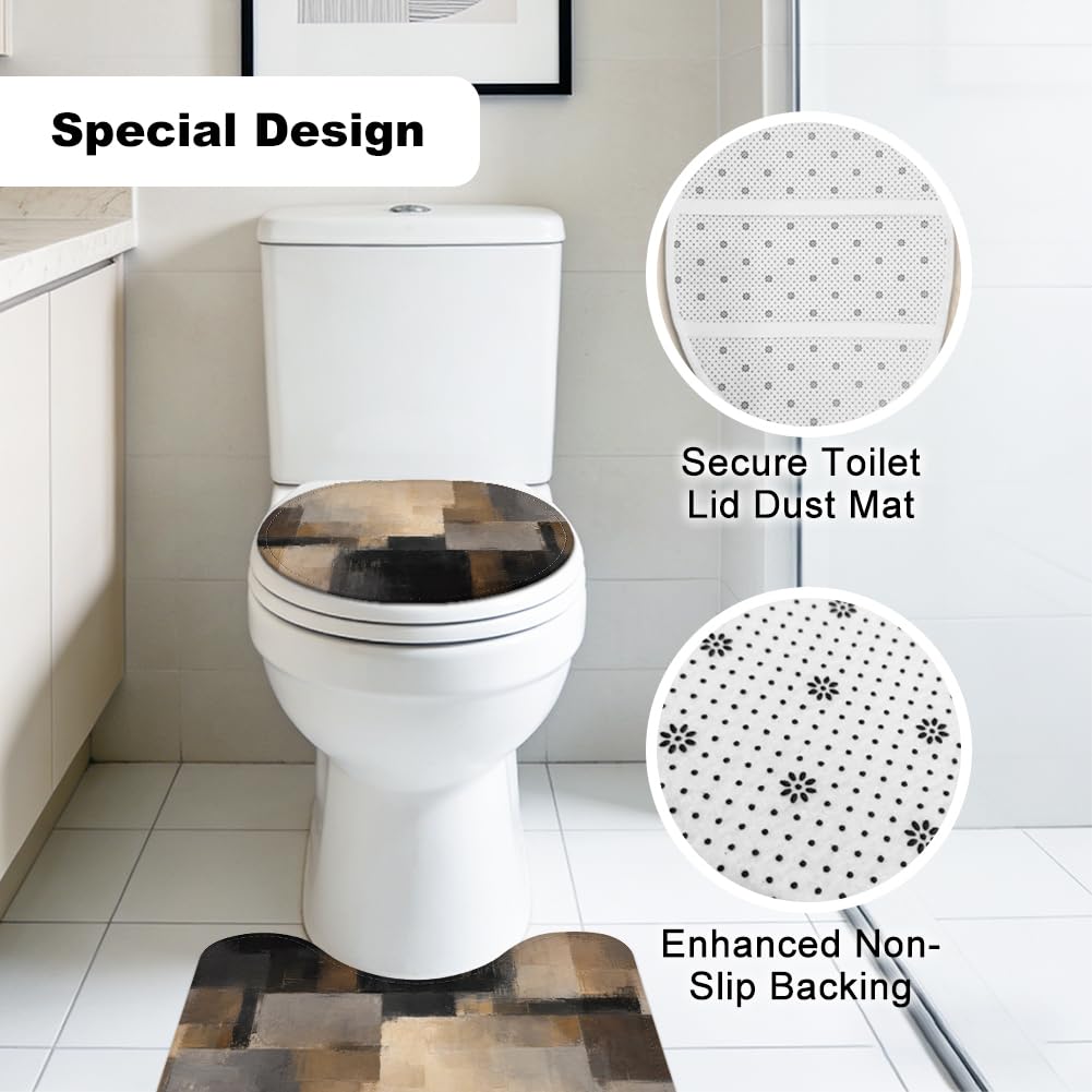 Set di 3 tappetini da bagno rustici, antiscivolo, a forma di U, per ingresso, camera da letto, pavimento, vasca da bagno, decorazione per la casa