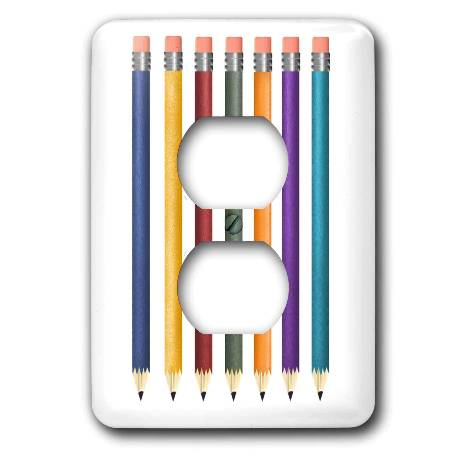 Seven No 3 Pencils 3dRose lsp_25996_6 plaque de interrupteur double