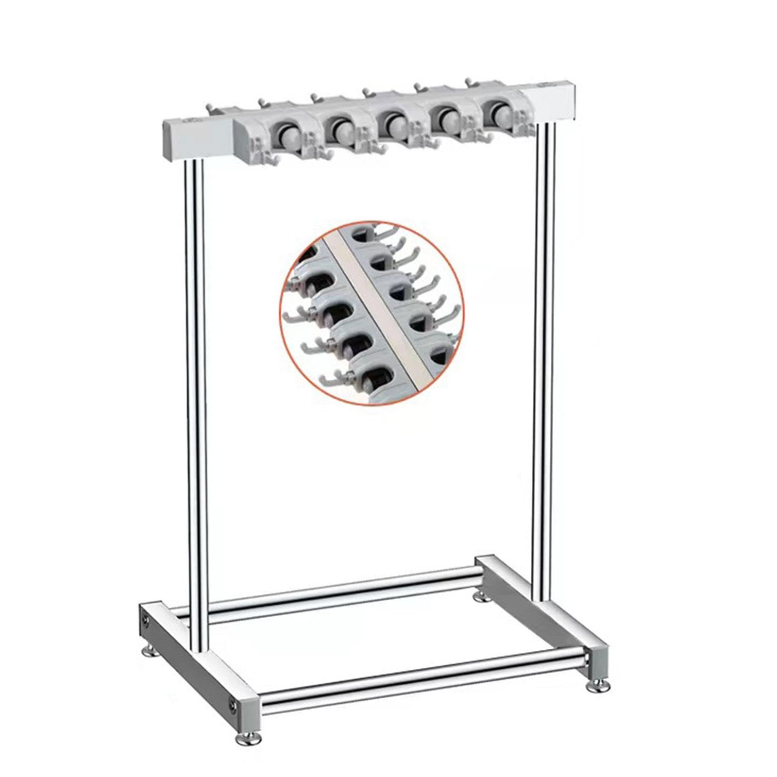 Soporte para, Soporte para Escoba, Organizador, Soporte para Herramientas, Acero Inoxidable, Montaje Extraíble para Organización de Garaje, Co, Contener 10 Trapeadores