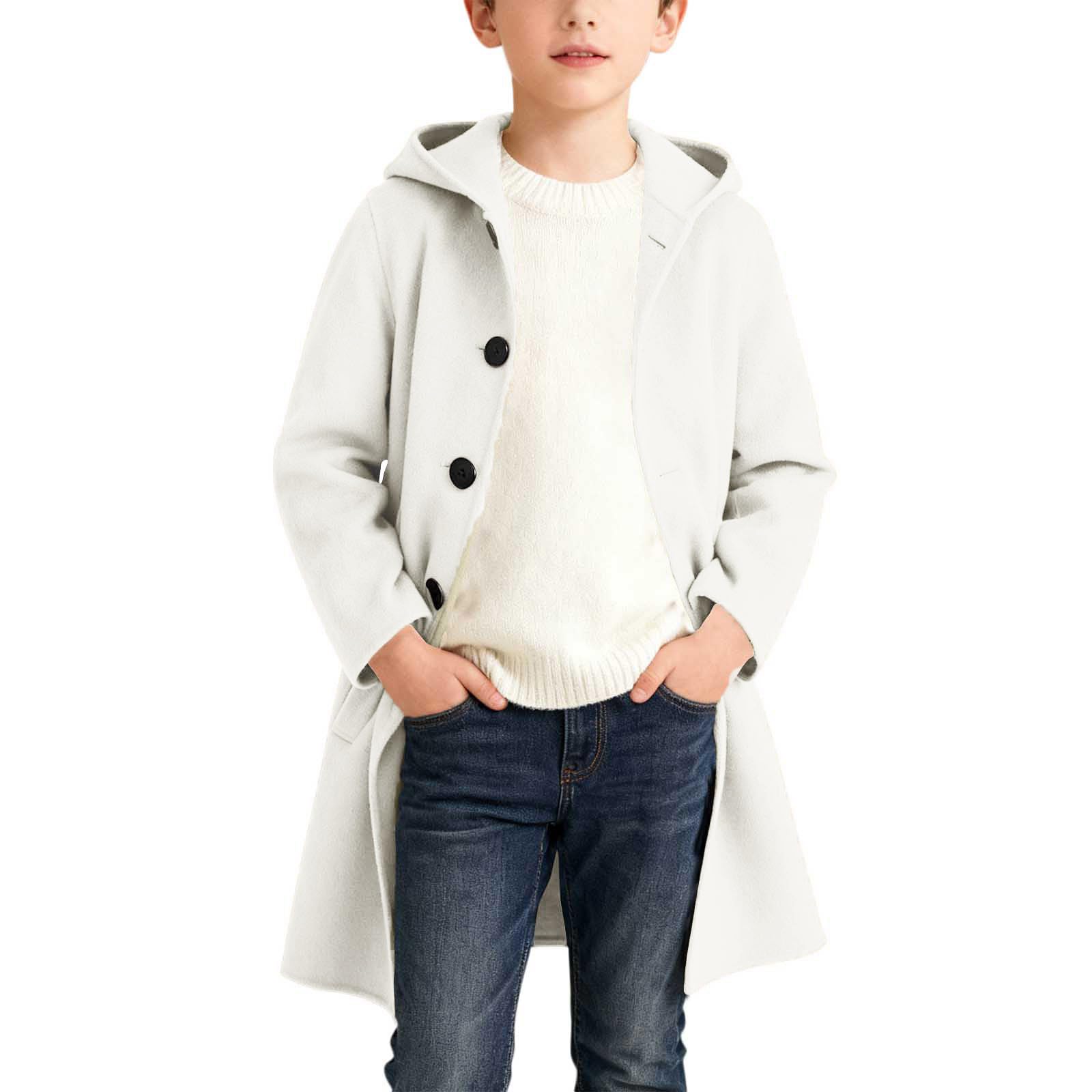 Generisch Cappotto primaverile e autunnale, cappotto con cappuccio abbottonato per ragazze e ragazzi, trench classico stile trench, capispalla per bambini