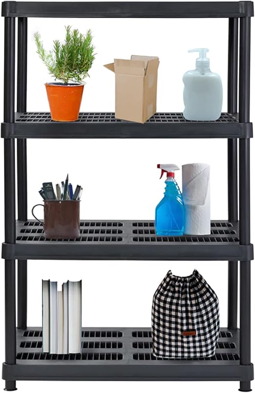 Juggernaut Storage Utility Shelving Unit, Ventilated Design Standalone Storage for Warehouse, Laundry Room, Garage, Pantry, 36" W x 18" D x 56" H, Black