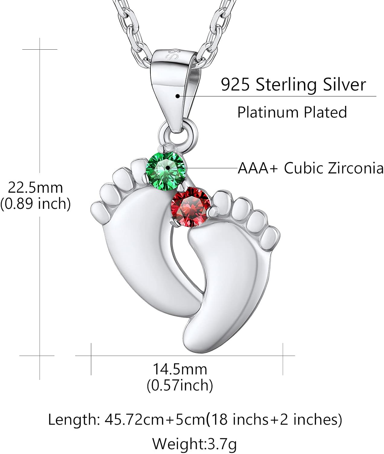 Custom4U Personalized Mom Neckalce with 1/2/3/4/5 Names Birthstones Custom Footprint Feet Pendant Cutomized Memorial Mother Jewelry Engraved Gifts for Mom Women (Gift Box)