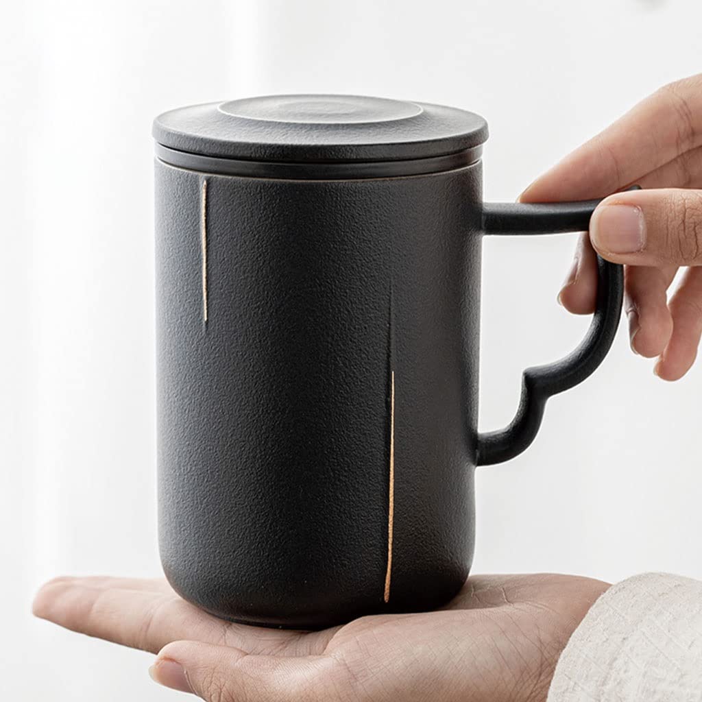 MTFBQ Taza De Té De Cerámica Grande De 14 Oz con Colador Y Tapa For Llenar Una Taza De Té O Café Caliente - Infusor De Porcelana Fina