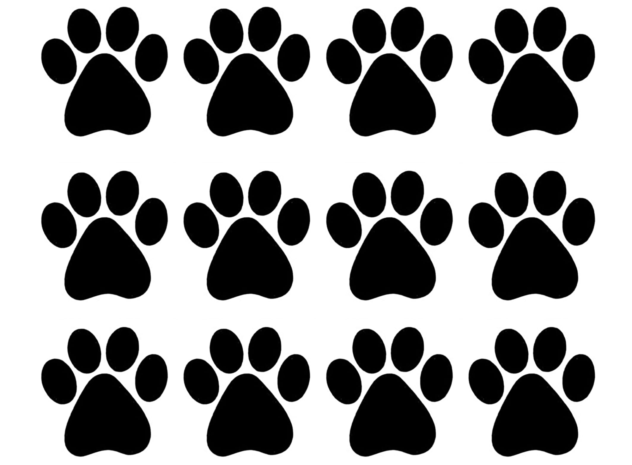 Paw Prints 12 pcs 1 Inch Black Fused Glass Decals