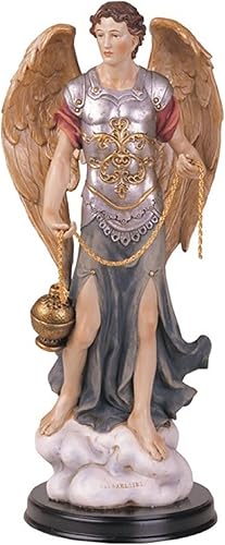 ICE ARMOR Estatua de arcángel Sealtiel de 12 pulgadas de alto, figura sagrada de ángel de oración, decoración religiosa, escritorio, hogar, sala de