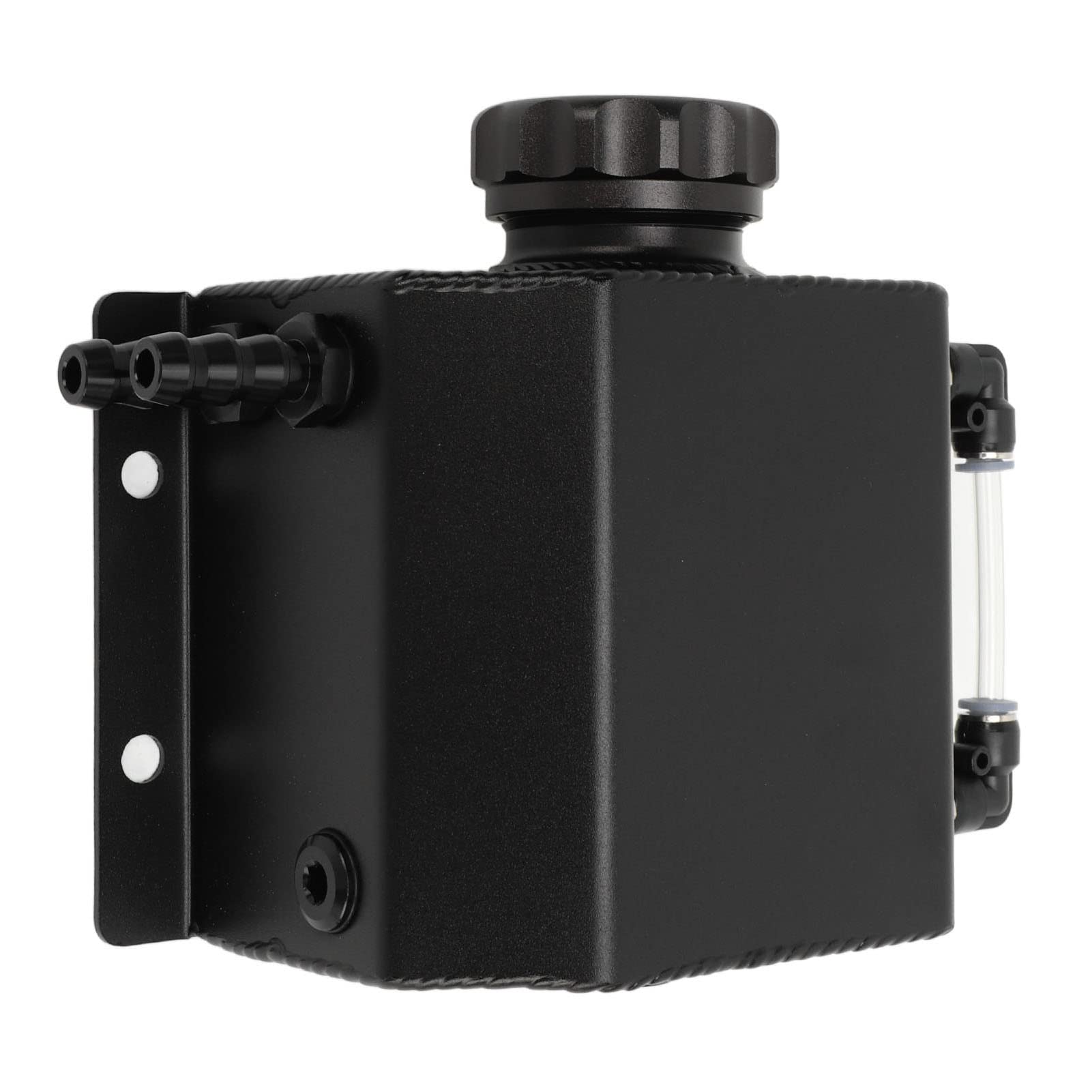Vaso di espansione per liquido refrigerante universale, serbatoio di sovrappressione per radiatore in lega di alluminio, serbatoio per liquido refrigerante da 1 litro resistente (Nera)