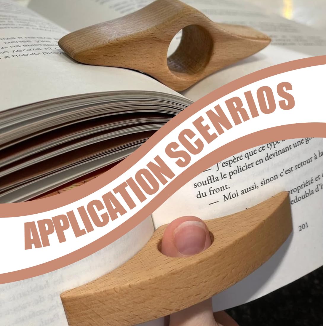 Ferma-pagine in Legno Massello con Anello, Accessorio per Lettura per Bambini e Adulti