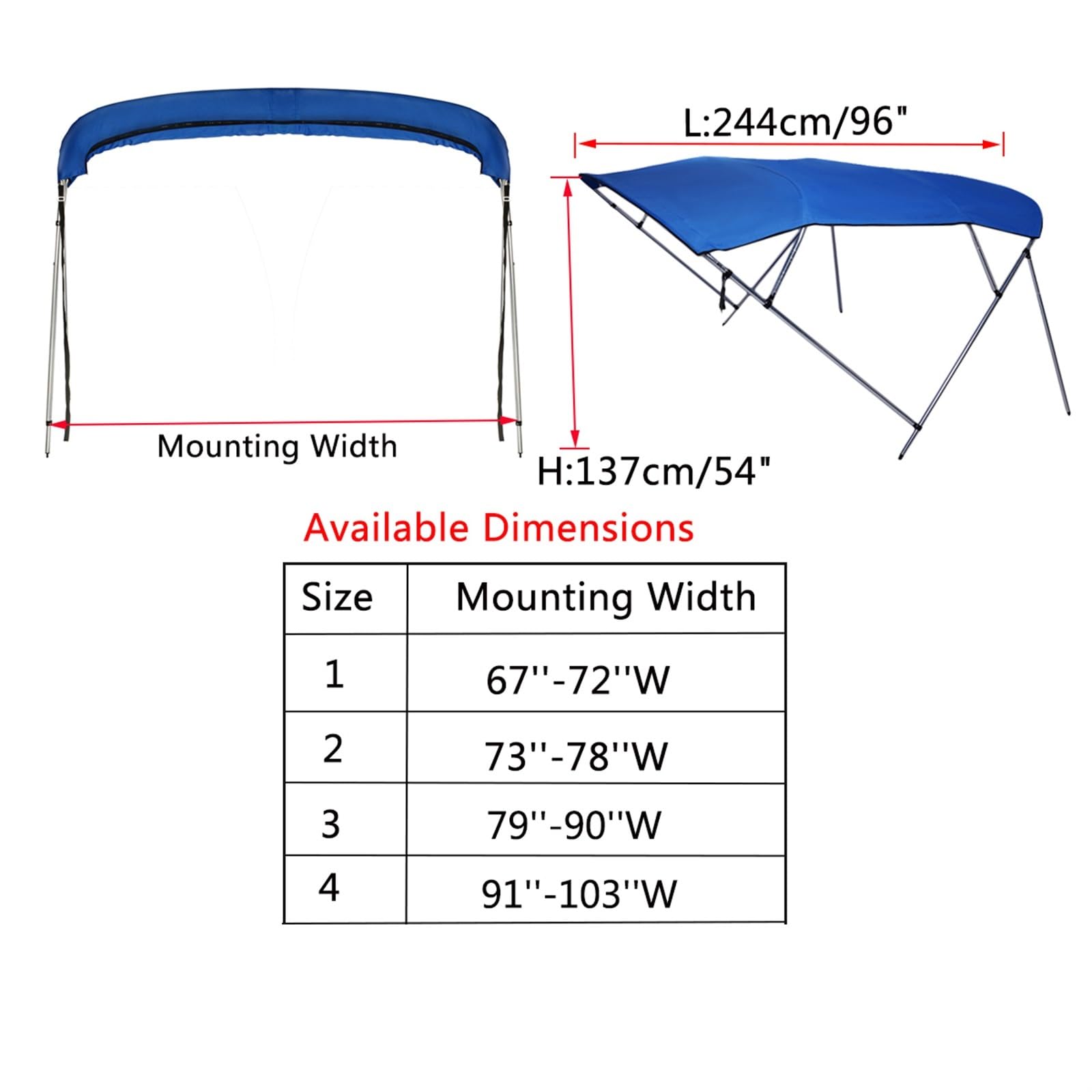 LSYHHXC Housse Protection Bimini Top 4 Bow 600D - Bleue - Anti-UV Étanché
