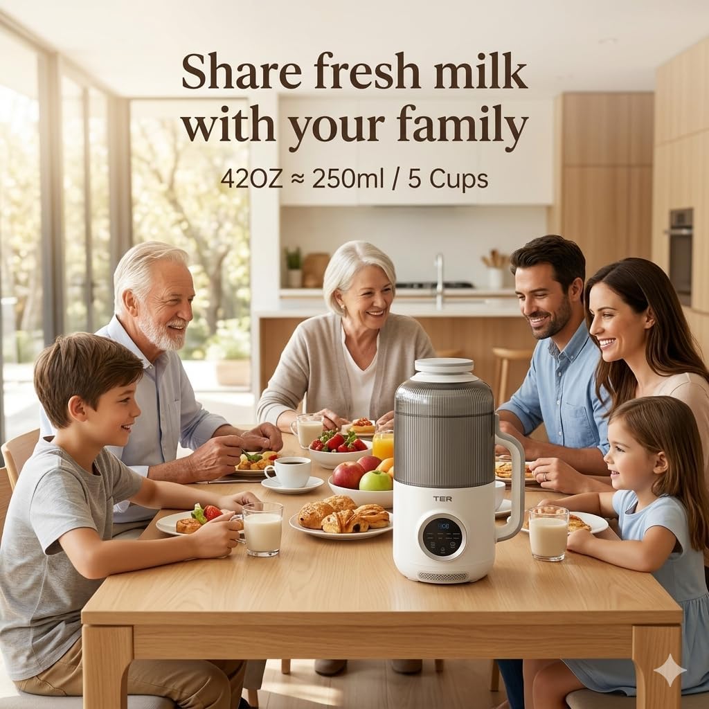 10 in 1 Nut Milk Maker Machine, 40oz Homemade Soy, Almond, Oat, Coconut, Plant Based,Juice and Non Dairy Beverages, Automatic Soy Milk Machine(White)