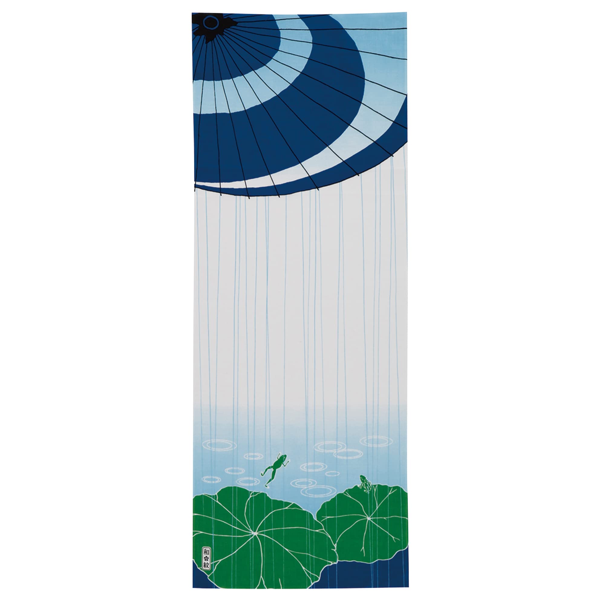 Noren Tenugui Rain Pattern Kyoto Yuzen Dyed Cotton Hand Towel 14.2 x 35.4in