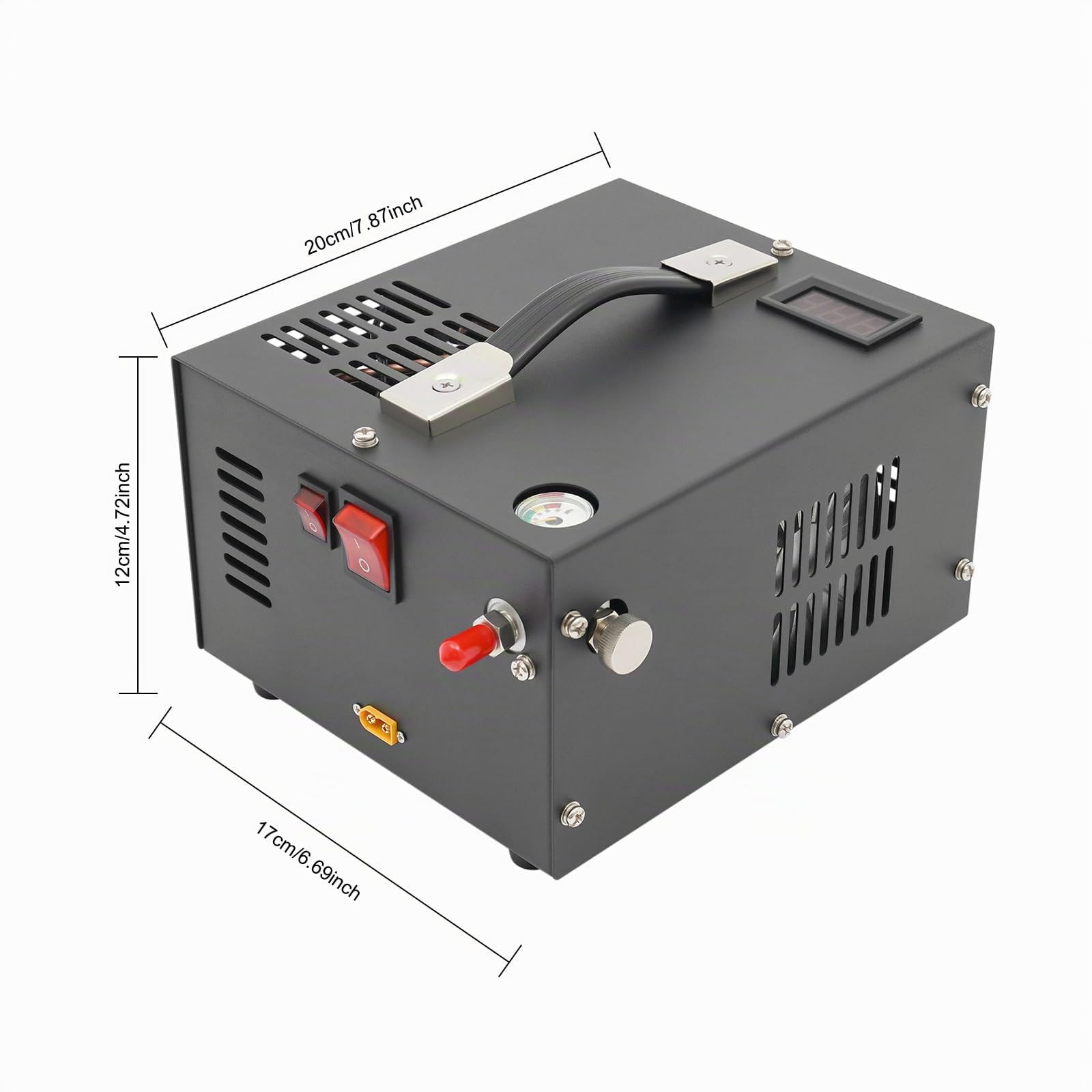 Tragbarer PCP Kompressor, 4500Psi / 30MPa/300bar Luftkompressor Öl/Wasser frei, Angetrieben durch 12V DC Autobatterie, Luftkompressor für Paintball/Scuba Tank