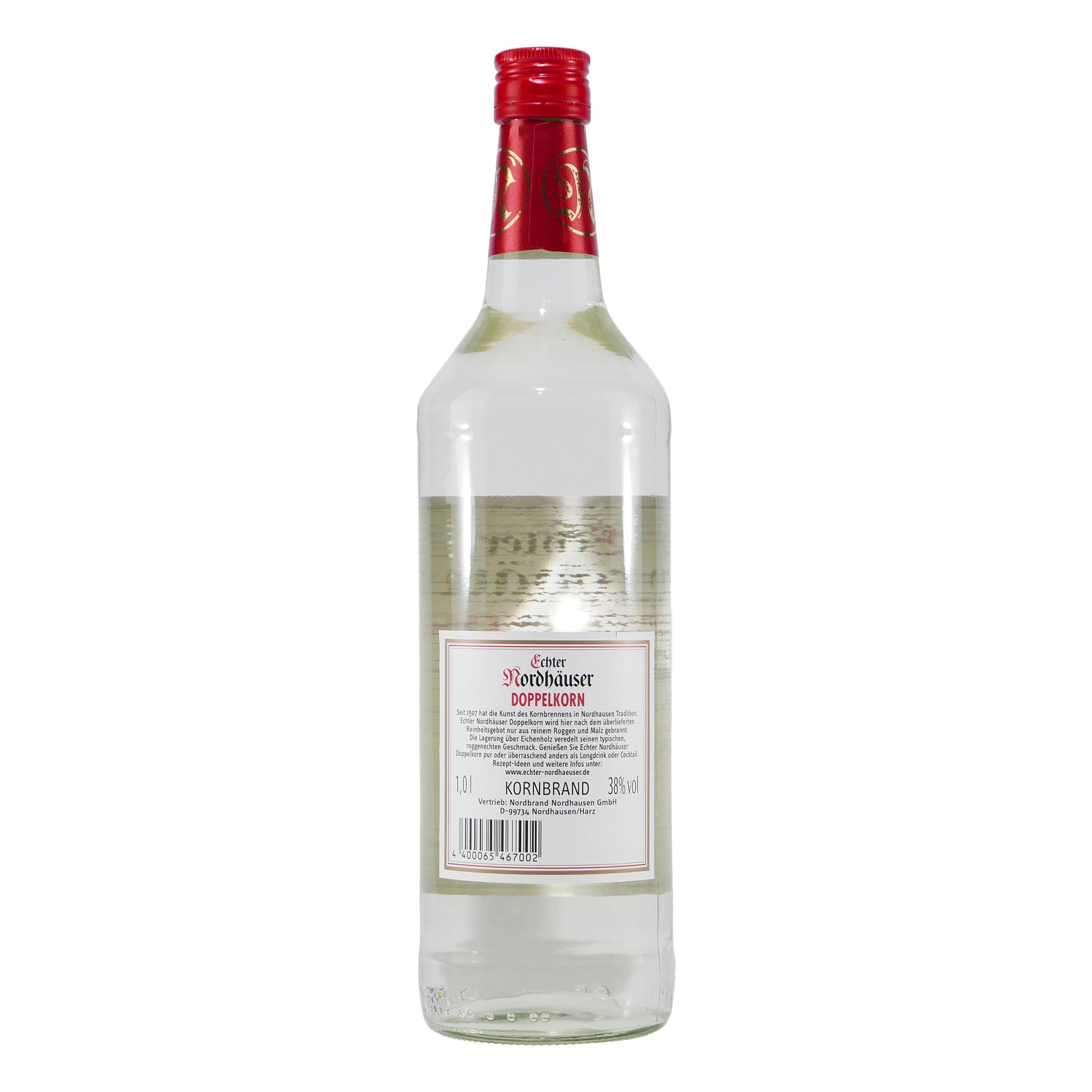 Echter Nordhäuser Doppelkorn 1L mit Geschenk-HK