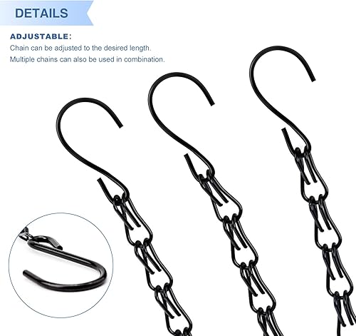 Miniatura 2 de E&K 1 gancho colgante de cadena de metal de 4 pies para colgar adornos decorativos, plantas, cestas, linternas, comederos de pájaros, al aire libre