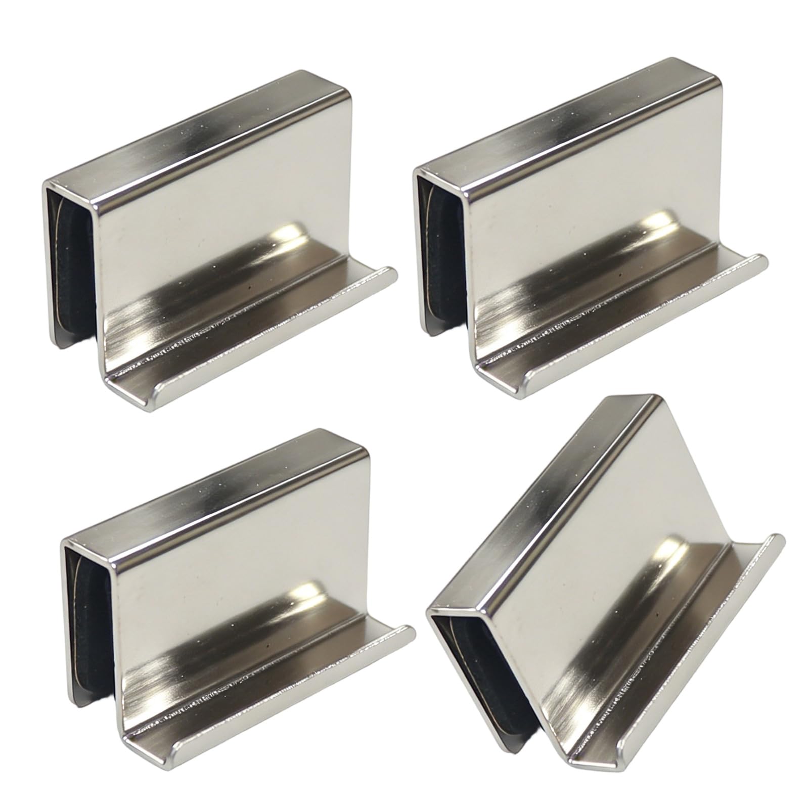 Hzbb Bright Light Contemporary Glass Door Pull 4Pcs Finger Friendly Edges Rustproof Component Push Pull Glass Clamp 4Pcs For Daily Use Door Hardware