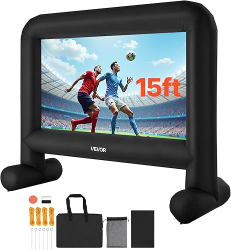 Miniatura 13 de VEVOR Pantalla de cine inflable de 20 pies, pantalla de proyector inflable con bolsa de almacenamiento portátil, proyección de película fácil de