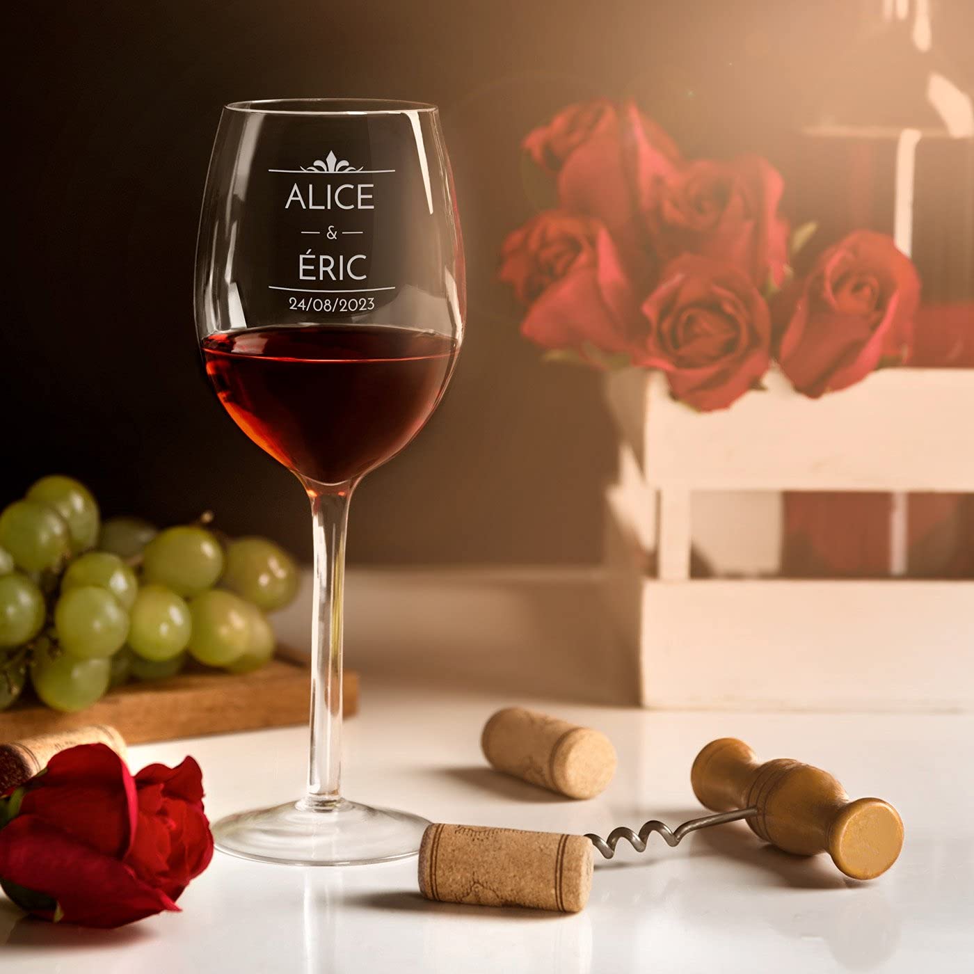 Maverton 6 Verres à Vin en Cristal | Cadeau d’anniversaire pour chaque Couple, Cadeau Noel, Le set pour parents, Simplicité