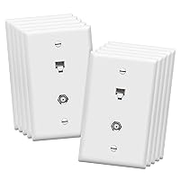 Vista 9 de Conector de tipo F para teléfono y CATV, más conectores hembra RJ11 con placas para pared, Blanco, 1