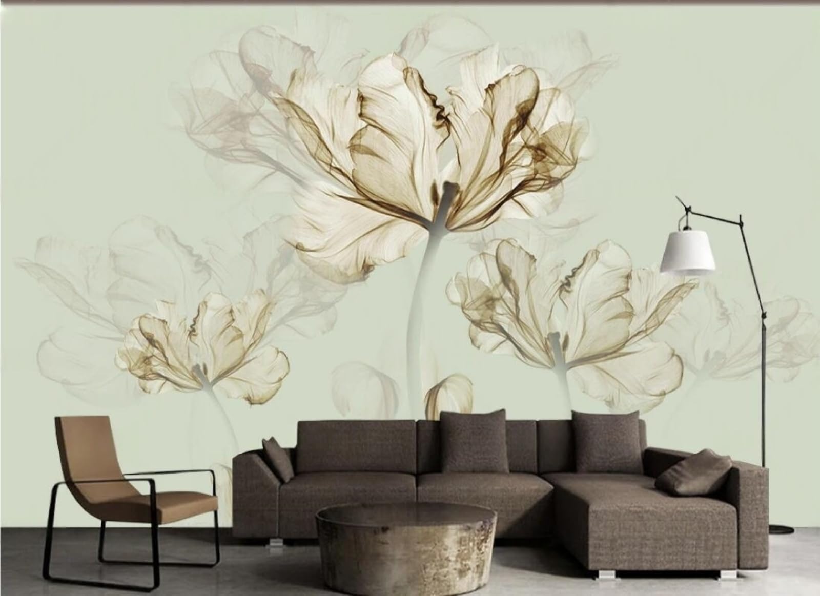 Fototapete 3d effekt Transparent Aquarell Blumen 300cmx256cm