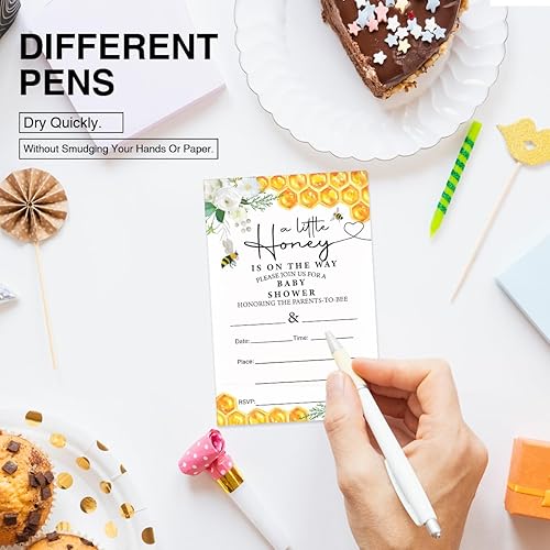 Miniatura 4 de EUDOSI Honey Baby Shower Invitations - Juego de 20 invitaciones con sobres, doble cara