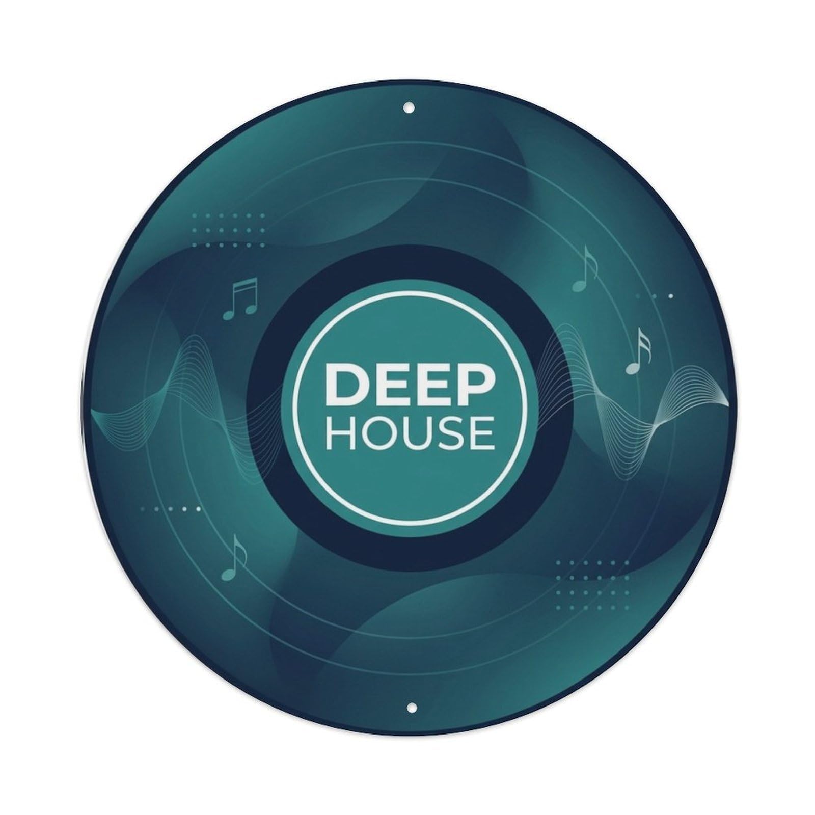 Deep House Teal Electronic Vinyl Records Music Cover Metal Tin Sign
